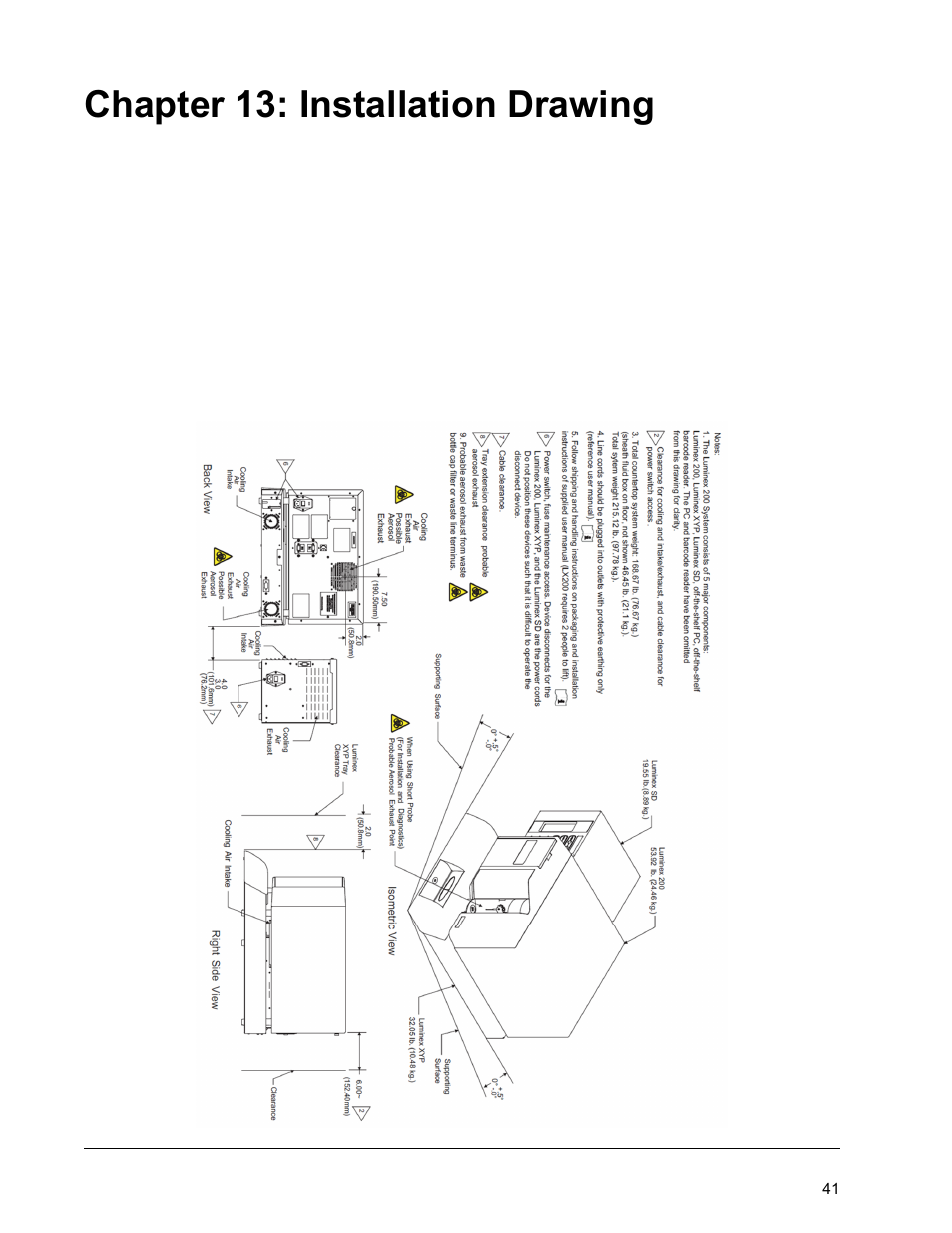 Installation drawing, Chapter 13: installation drawing | Luminex 200 Installation Guide User Manual | Page 52 / 52