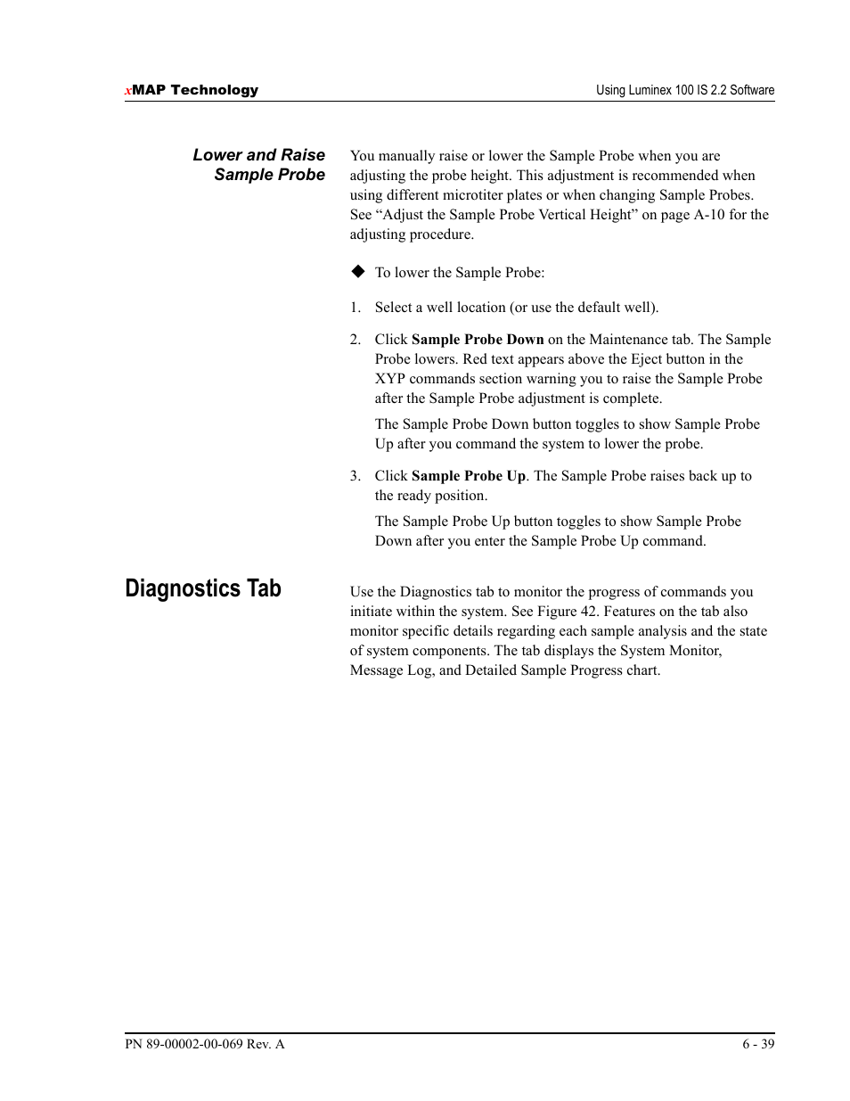 Diagnostics tab | Luminex 100 IS Version 2.2 User Manual | Page 93 / 246