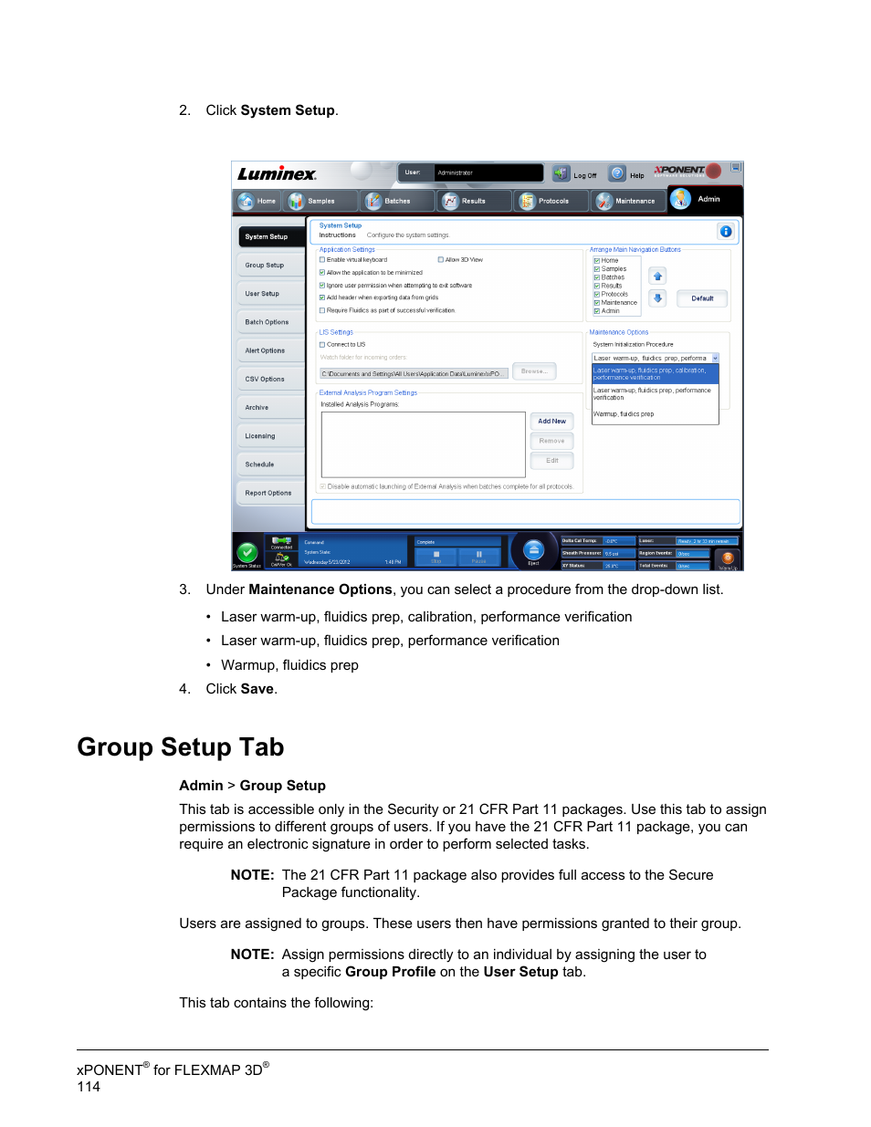 Group setup tab | Luminex xPONENT 4.2 for FLEXMAP User Manual | Page 128 / 148