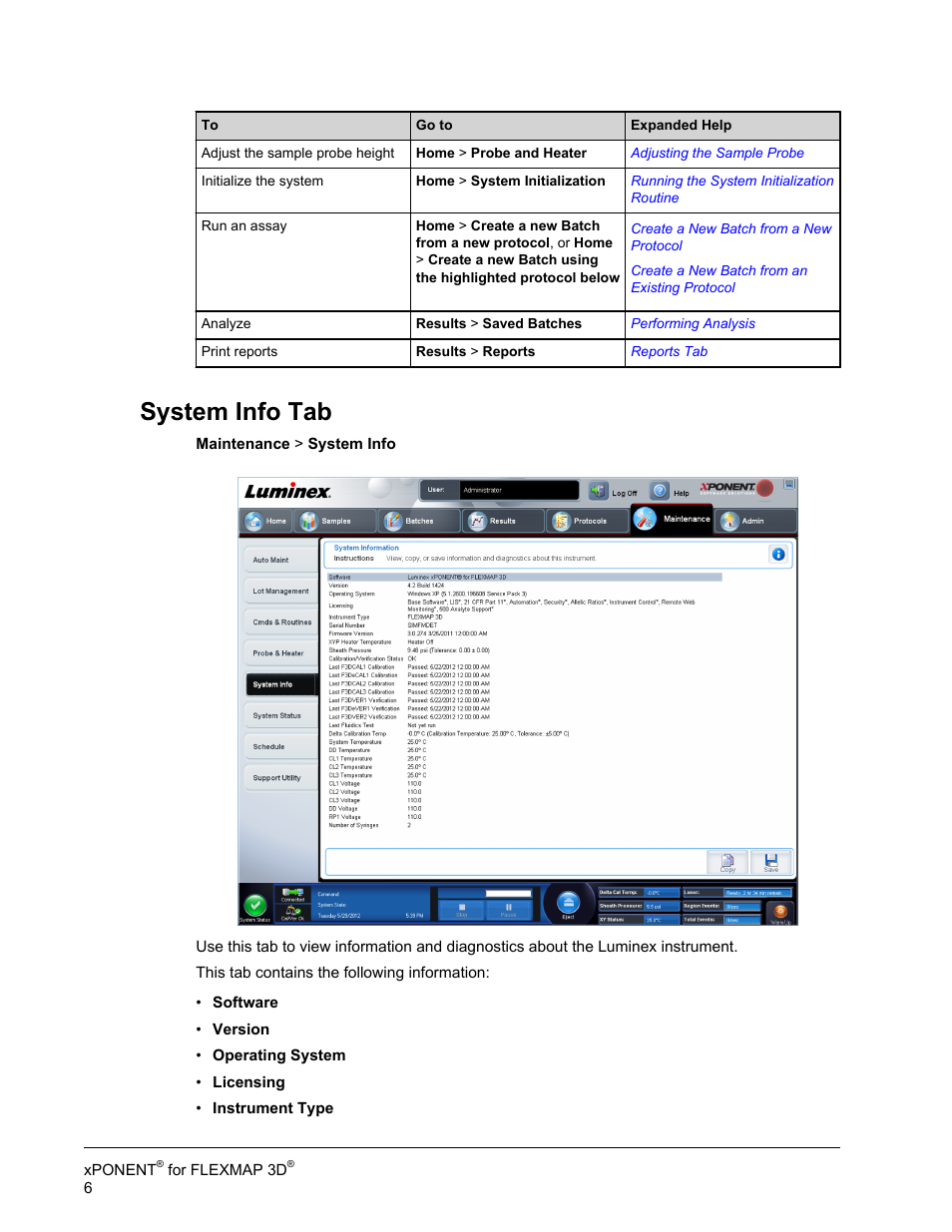 System info tab | Luminex xPONENT 4.2 for FLEXMAP User Manual | Page 20 / 148