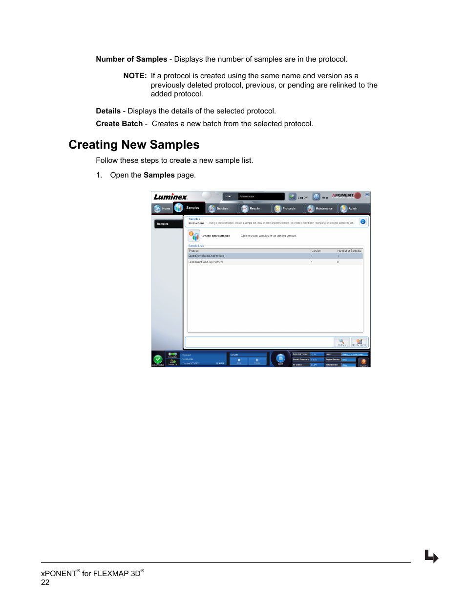 Creating new samples | Luminex xPONENT 4.2 for FLEXMAP User Manual | Page 36 / 148