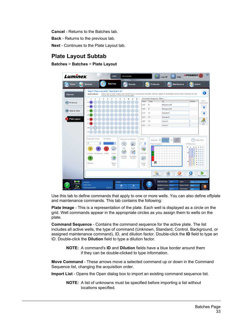 Plate layout subtab | Luminex xPONENT 4.2 for FLEXMAP User Manual | Page 47 / 148