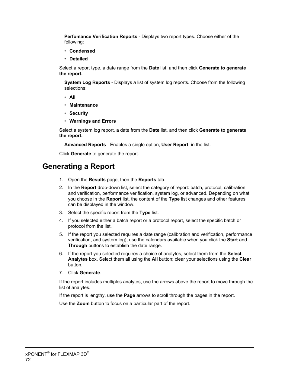 Generating a report | Luminex xPONENT 4.2 for FLEXMAP User Manual | Page 86 / 148