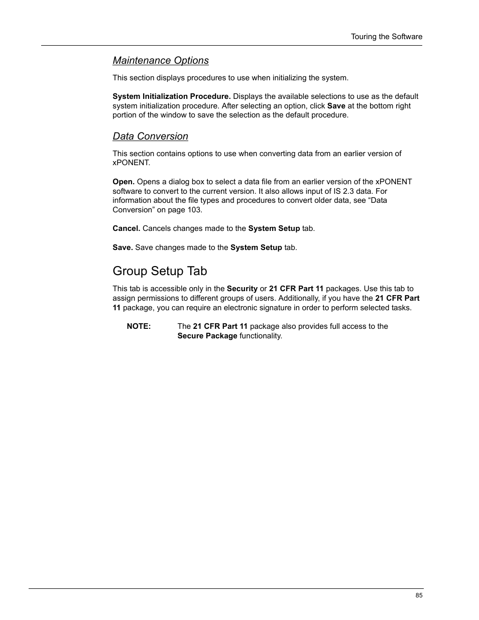 Maintenance options, Data conversion, Group setup tab | Luminex xPONENT 4.0 SP1 User Manual | Page 97 / 152