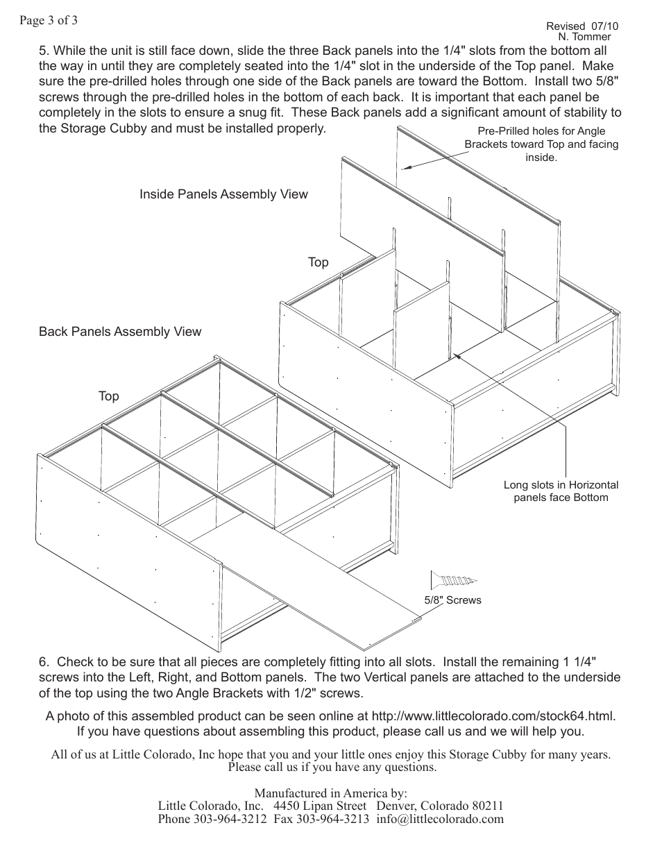 Little Colorado Storage Cubby 64 User Manual | Page 3 / 3