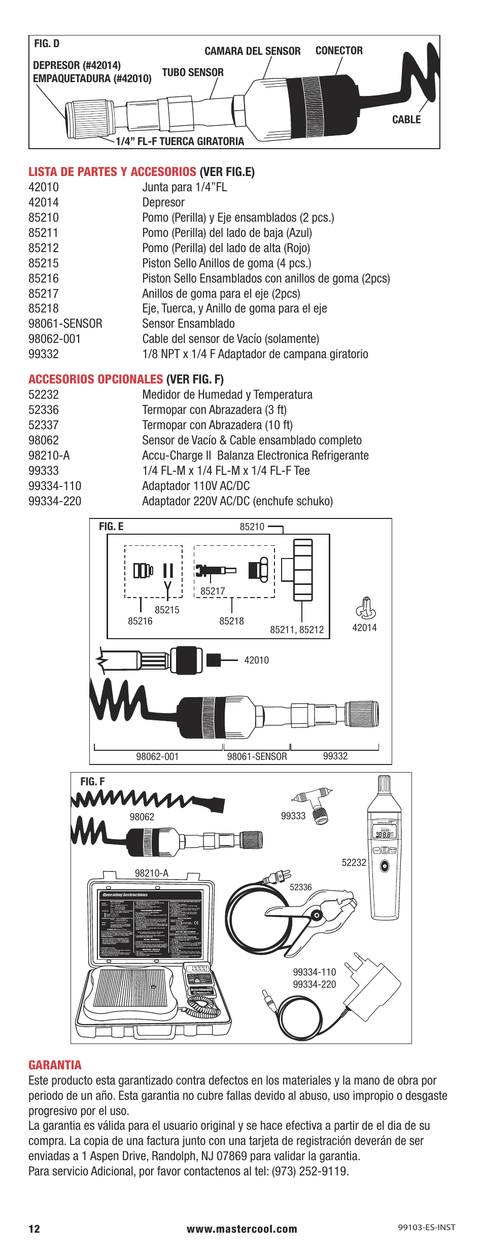 Fig. e, Fig. f | Mastercool 99773-AR HVAC Digital Manifold User Manual | Page 12 / 12