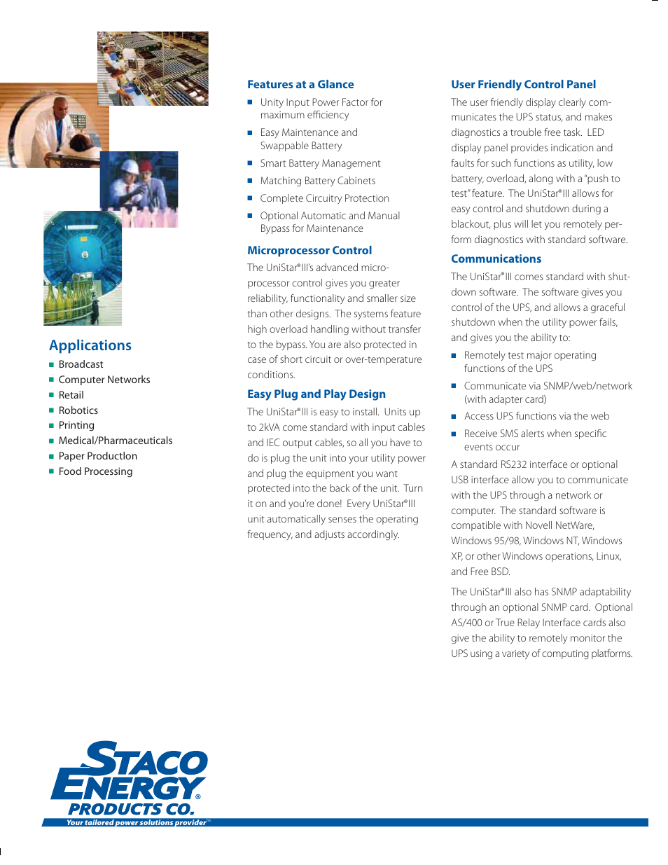 Applications | MaxPower Corp UniStar III Tower User Manual | Page 3 / 6