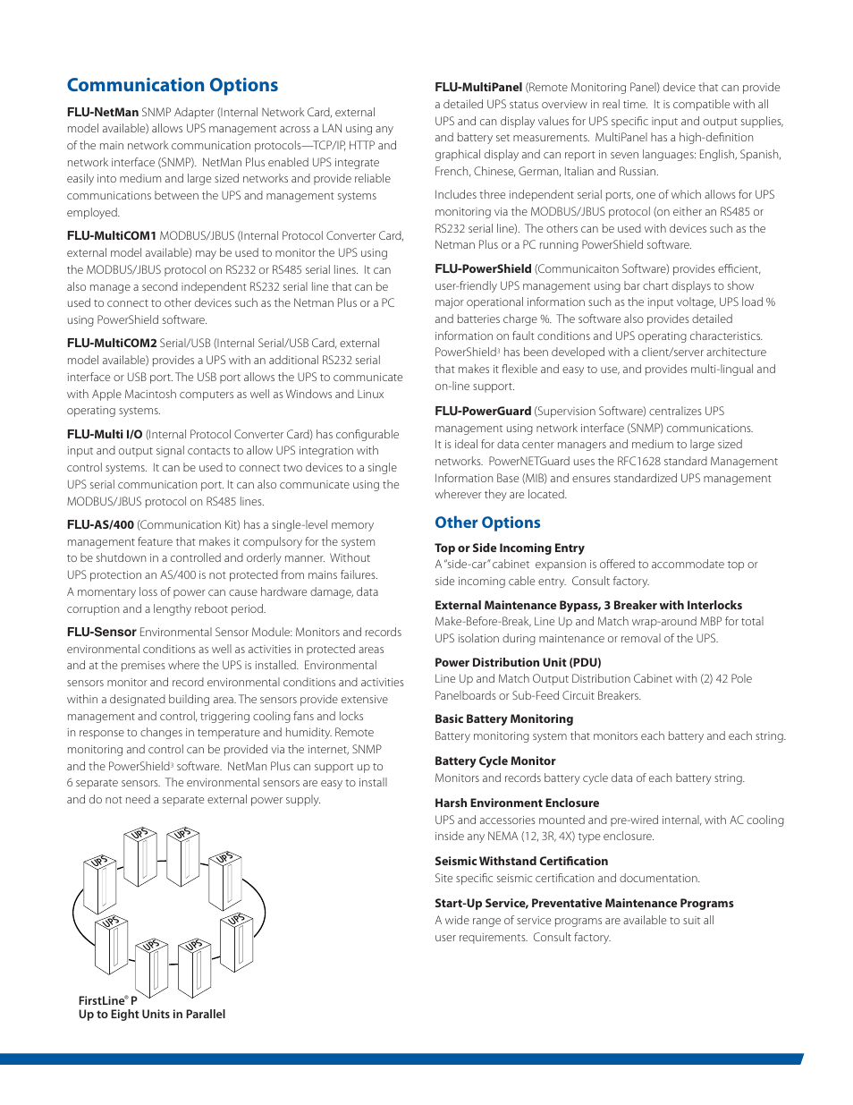 Communication options, Other options | MaxPower Corp FirstLine P User Manual | Page 7 / 8