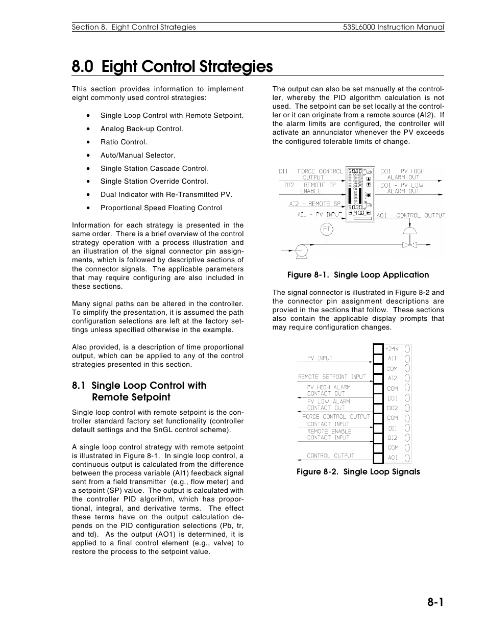 0 eight control strategies, 1 single loop control with remote setpoint | Micromod Micro-DCI: 53SL6000 Single Loop Controller User Manual | Page 88 / 138