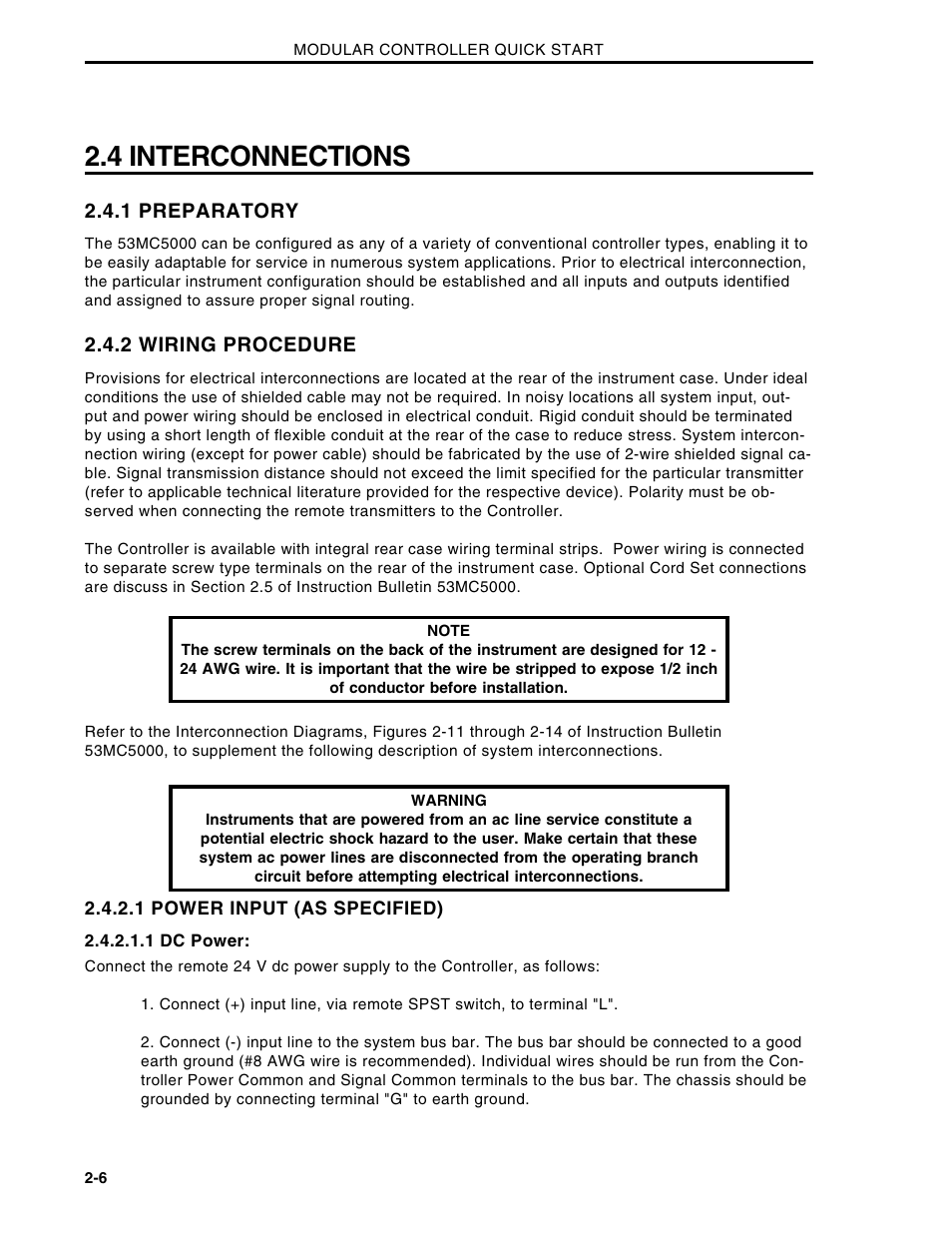 4 interconnections, 1 preparatory, 2 wiring procedure | Micromod Micro-DCI: 53MC5000 Multi-Loop Process Controller Installation User Manual | Page 16 / 99