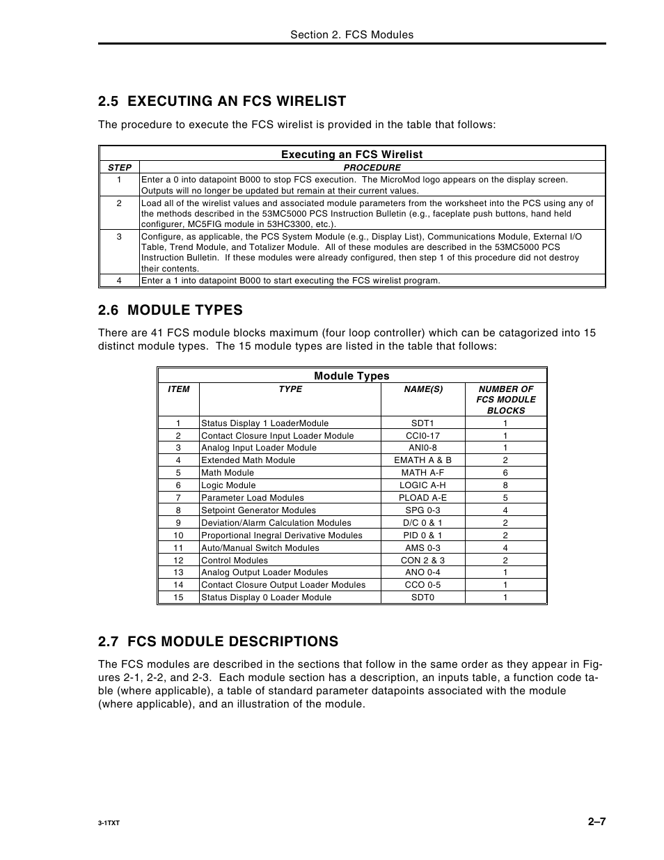 5 executing an fcs wirelist, 6 module types, 7 fcs module descriptions | Micromod Micro-DCI: 53MC5000 Multi-Loop Process Controller FLEXIBLE CONTROL STRATEGIES User Manual | Page 14 / 201
