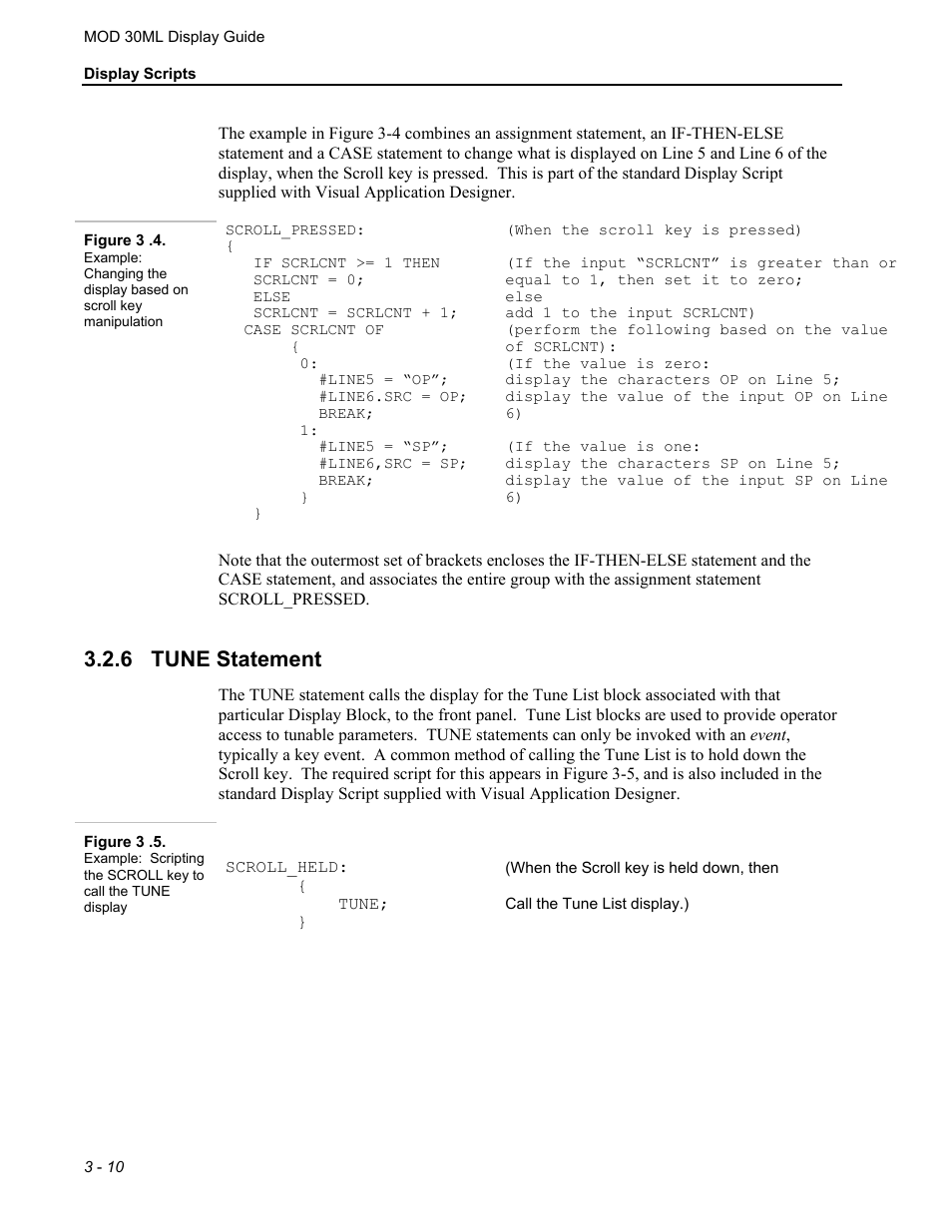 Tune statement, 6 tune statement | Micromod MOD: 30ML Display Script Guide User Manual | Page 48 / 98