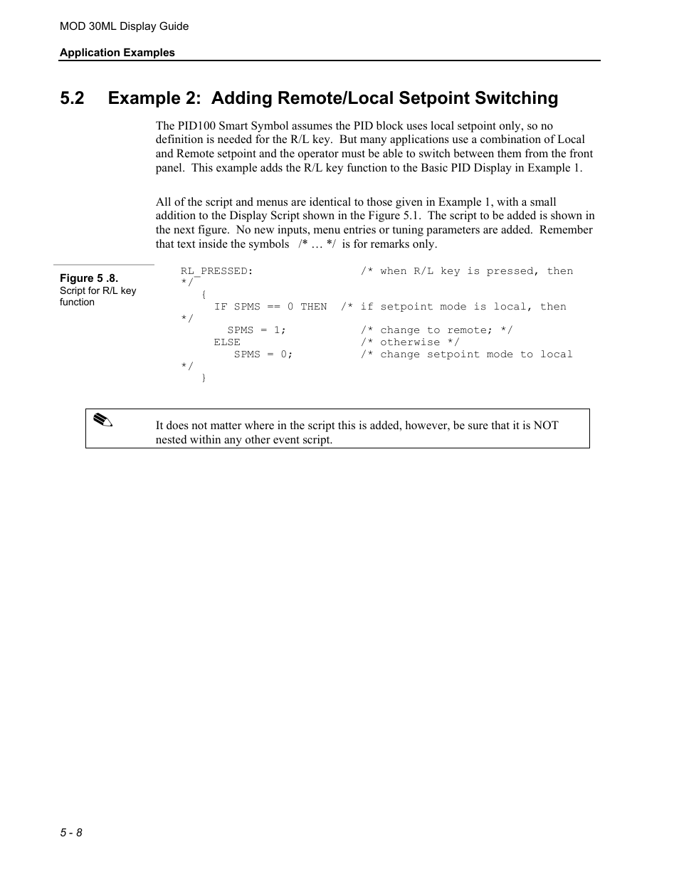 Example 2: adding remote/local setpoint switching | Micromod MOD: 30ML Display Script Guide User Manual | Page 62 / 98