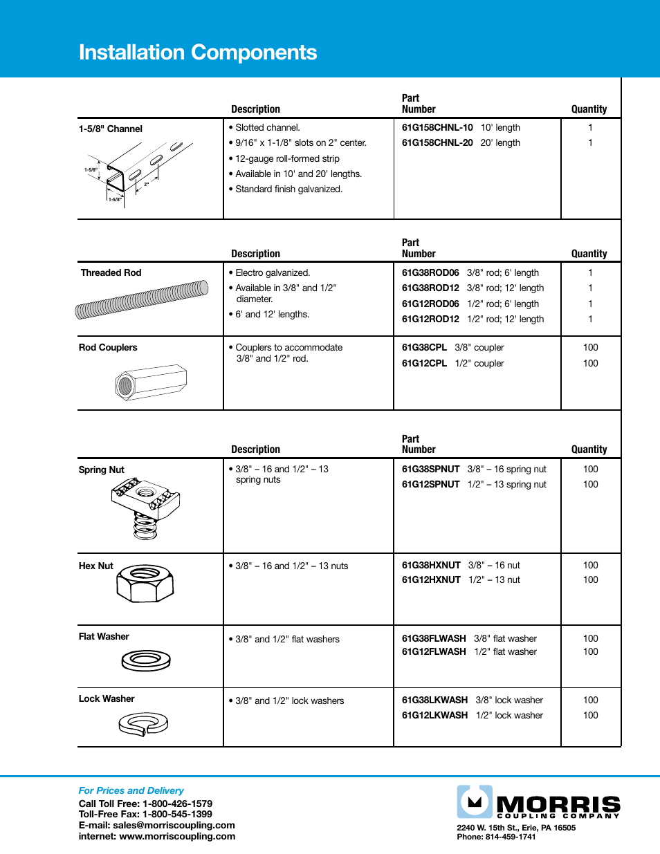 Morris Installation Components User Manual | 2 pages