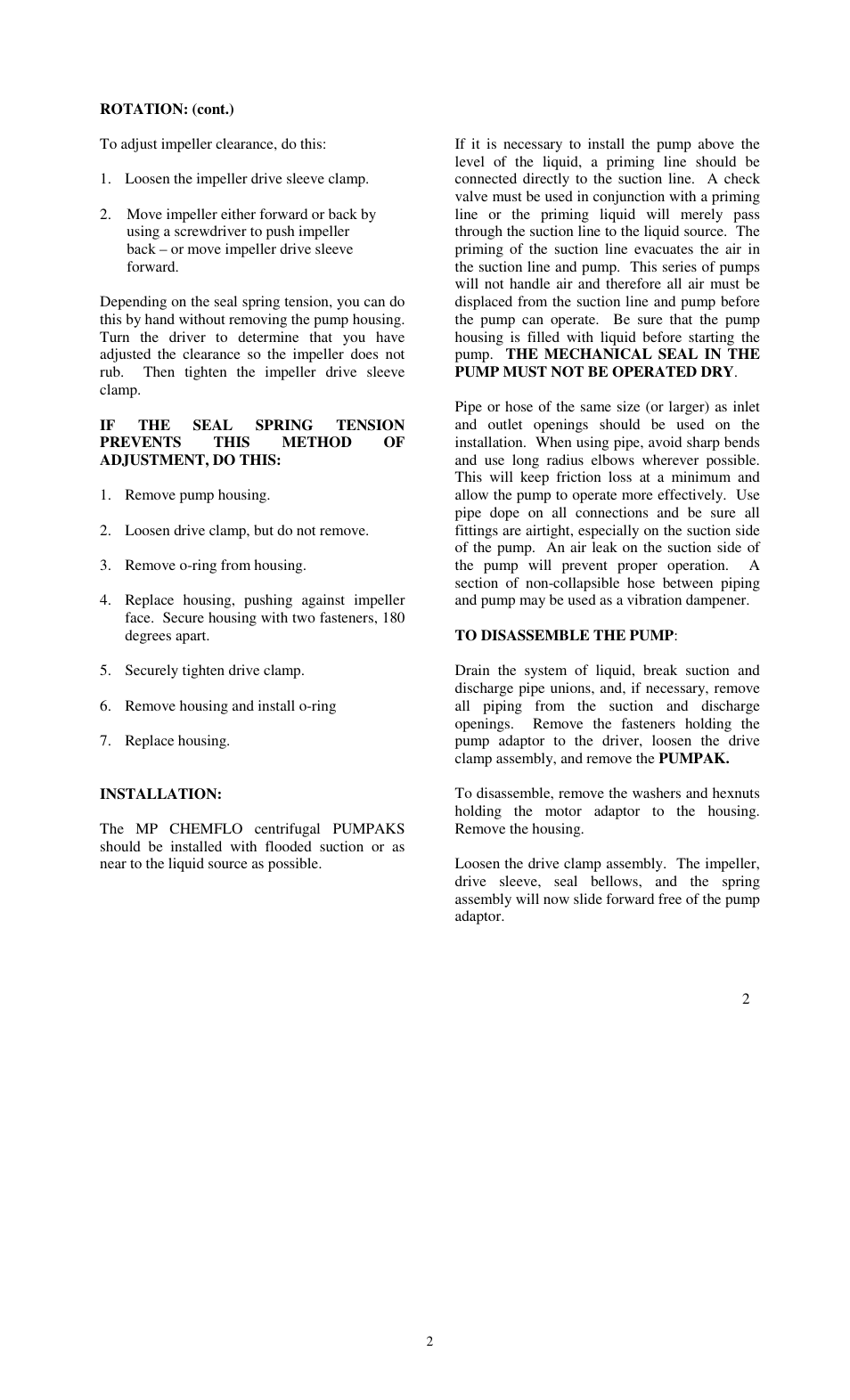 MP Pumps CHEMFLO 5, 6, 7, 8 PUMPAKS INSTRUCTION User Manual | Page 2 / 3