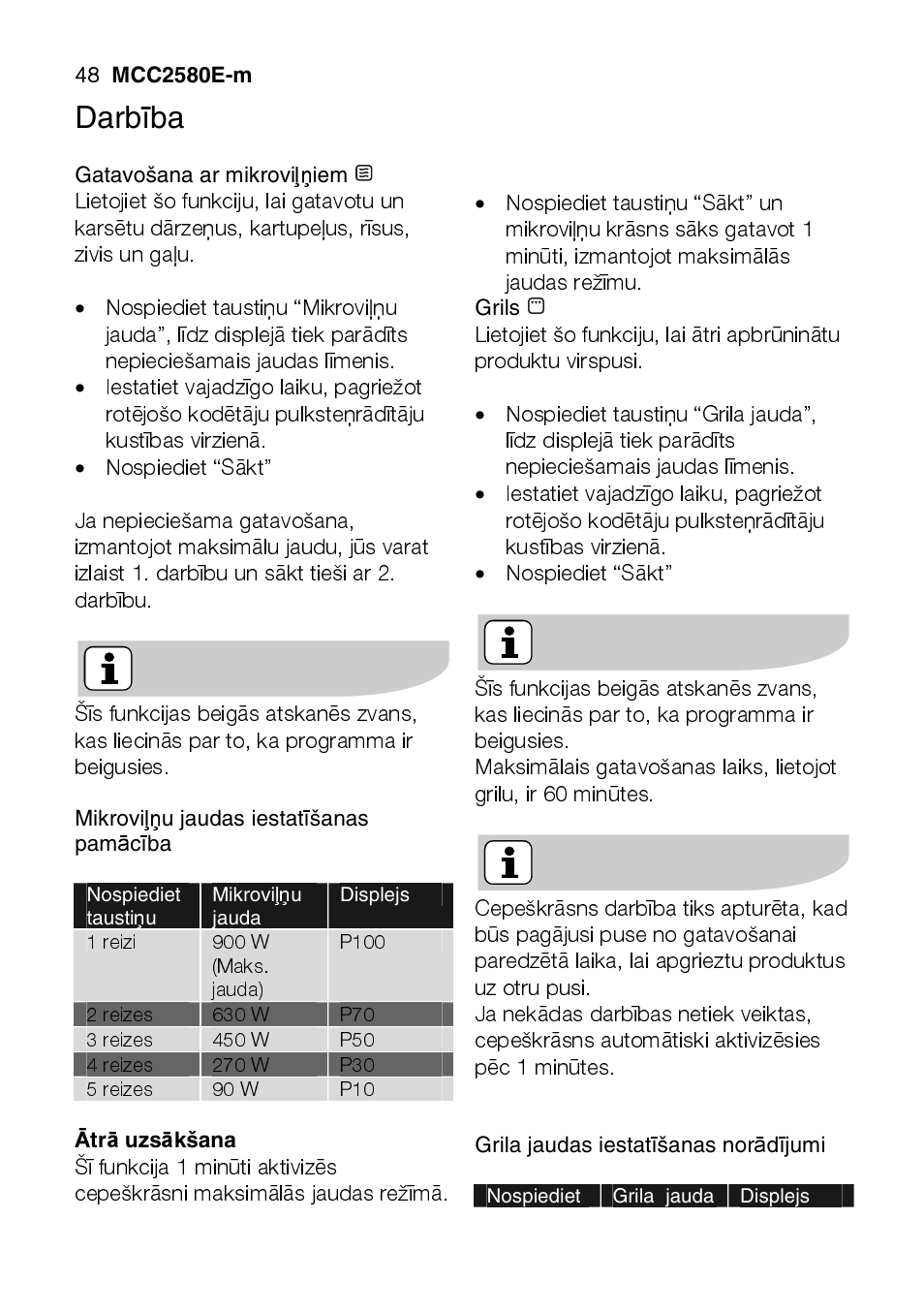 Darb ība | AEG MCC2580E-M User Manual | Page 48 / 284