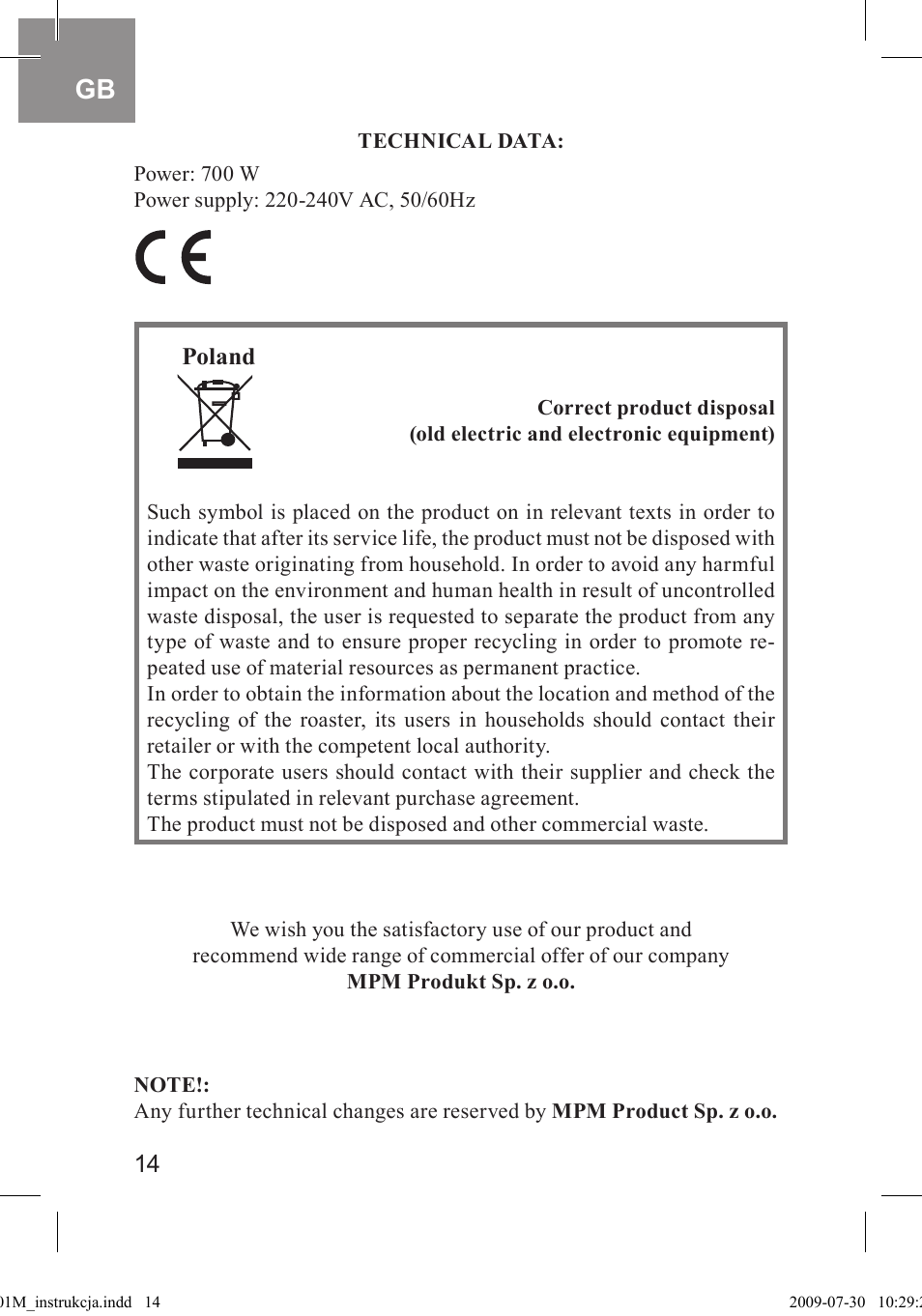 MPM MOP-01M User Manual | Page 14 / 32