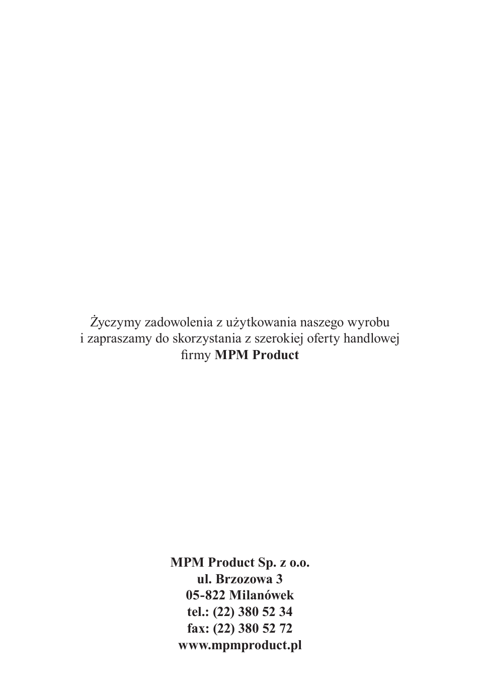 MPM MOP-09M User Manual | Page 24 / 24
