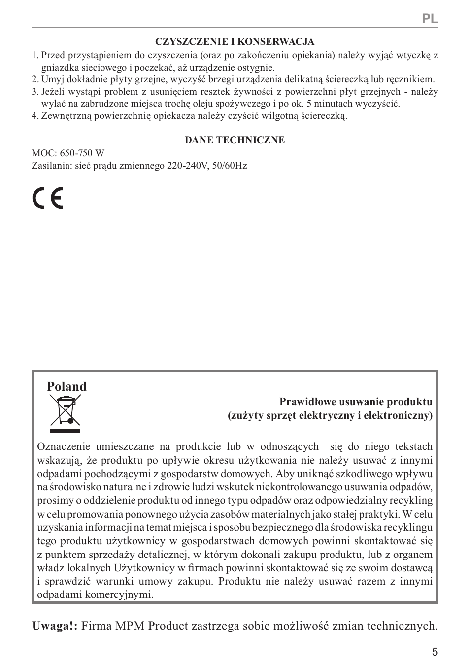 Poland | MPM MOP-09M User Manual | Page 5 / 24