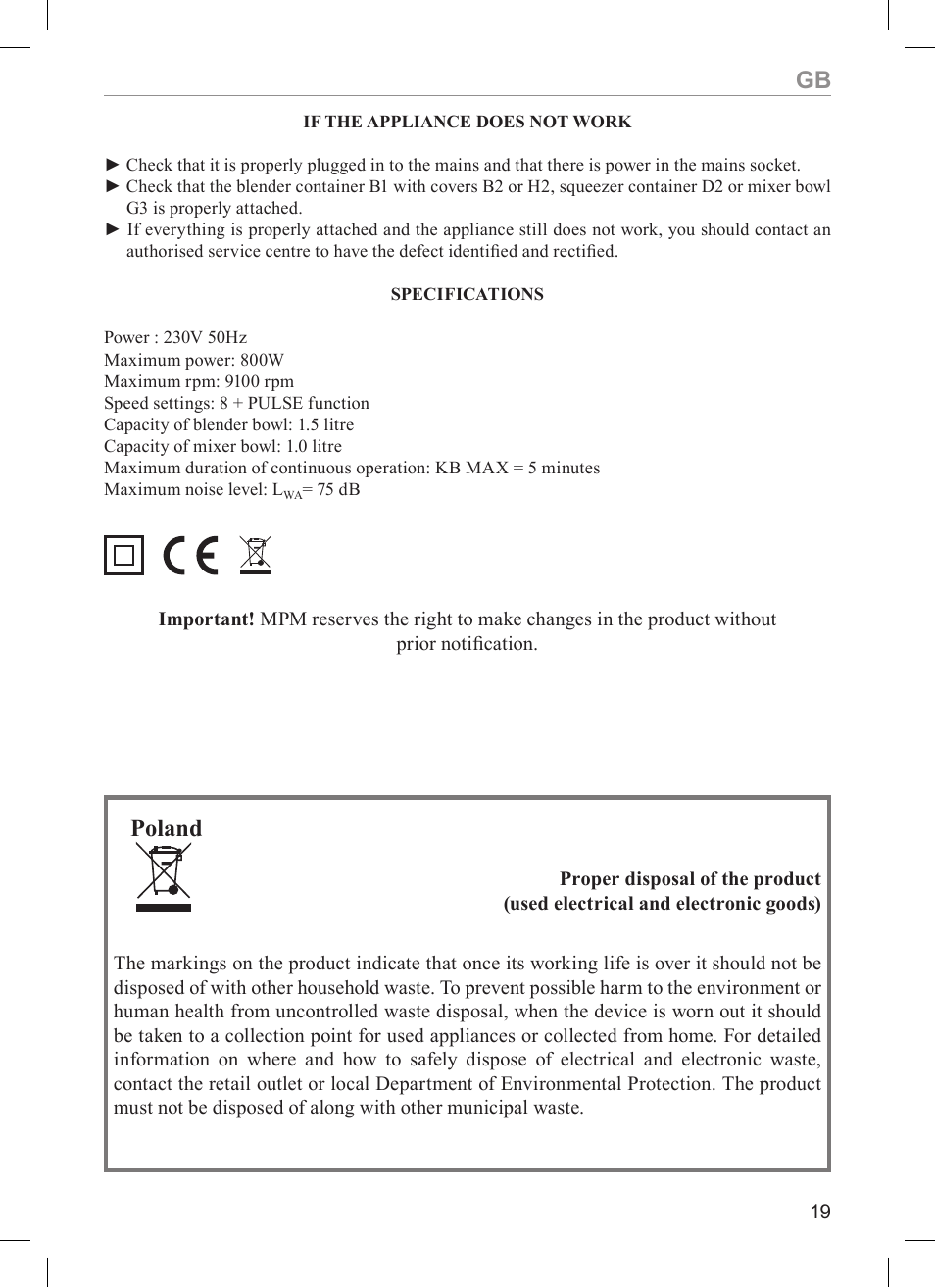 Poland | MPM Kasia 116 User Manual | Page 19 / 44