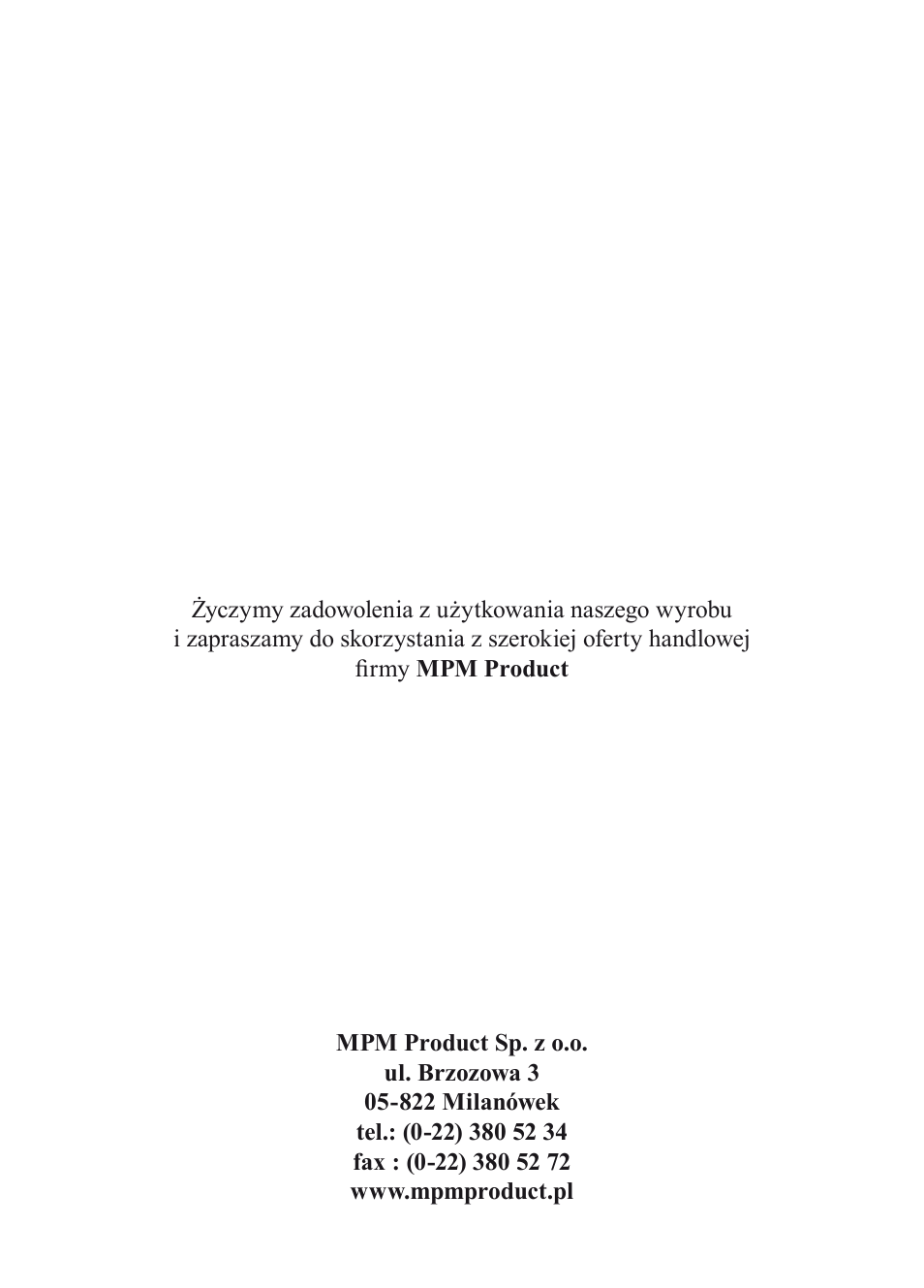 MPM MLW-01 User Manual | Page 32 / 32