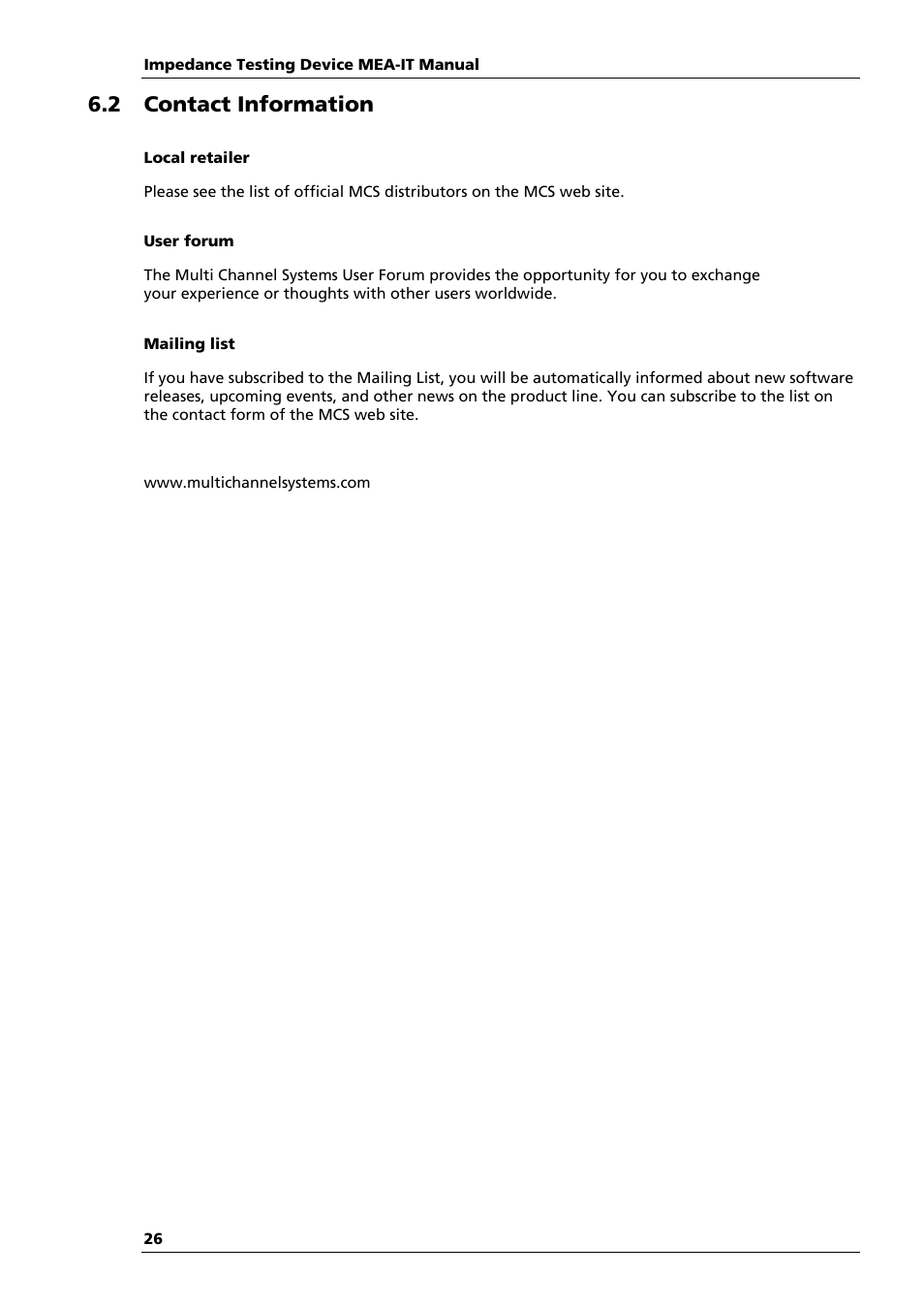 2 contact information | Multichannel Systems MEA-IT Manual User Manual | Page 30 / 30
