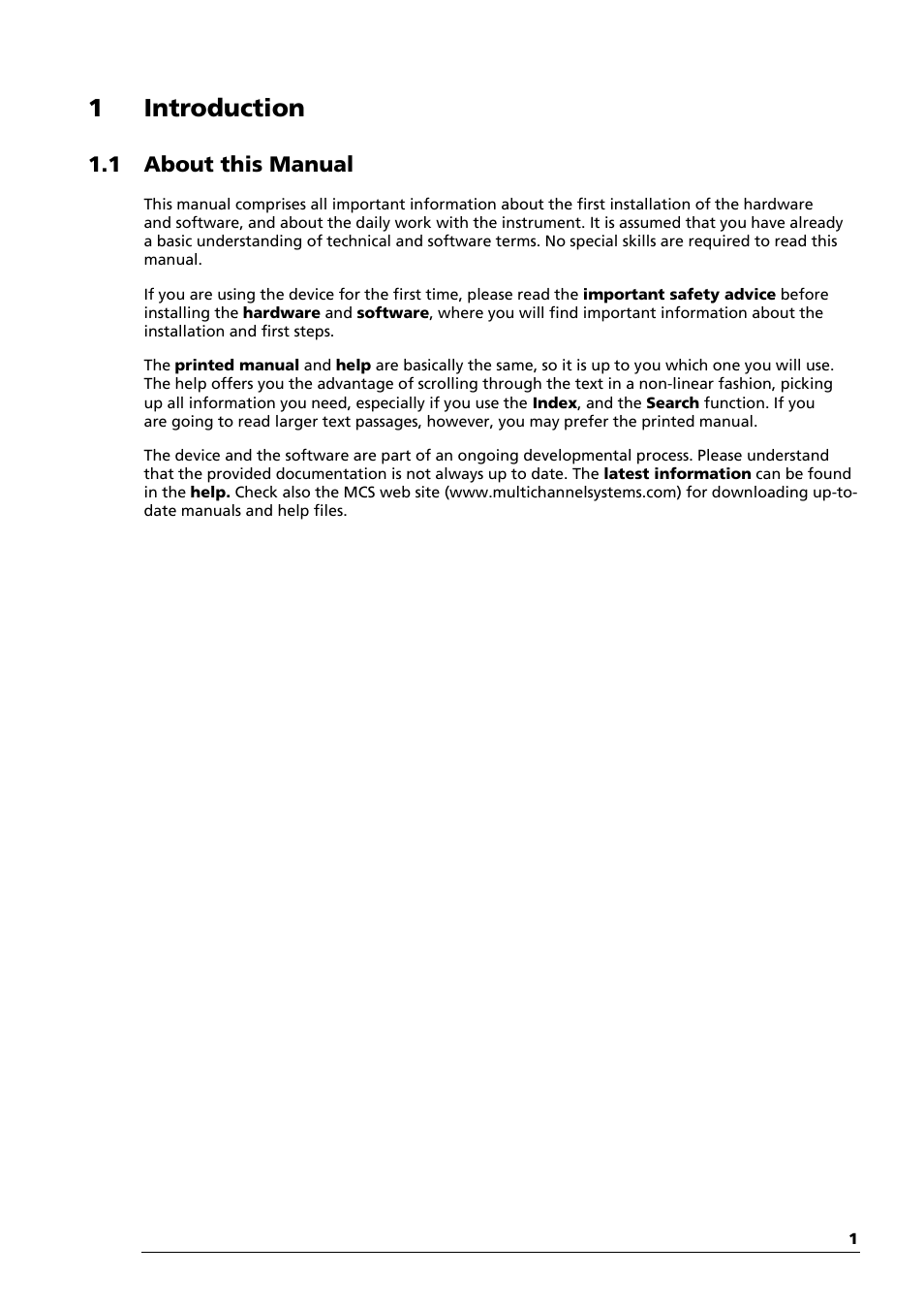 1 introduction, 1 about this manual | Multichannel Systems MEA-IT Manual User Manual | Page 5 / 30