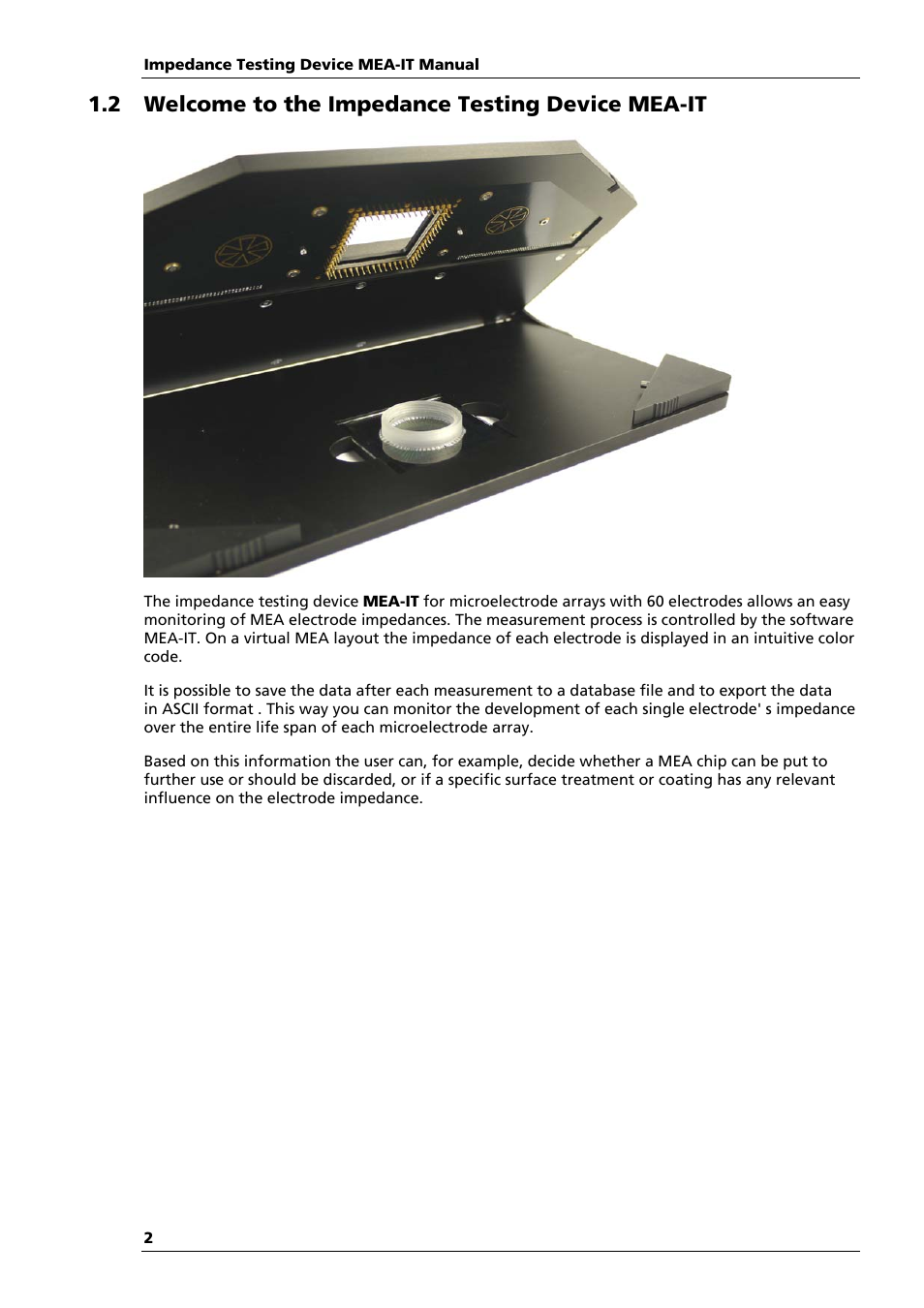 2 welcome to the impedance testing device mea-it | Multichannel Systems MEA-IT Manual User Manual | Page 6 / 30