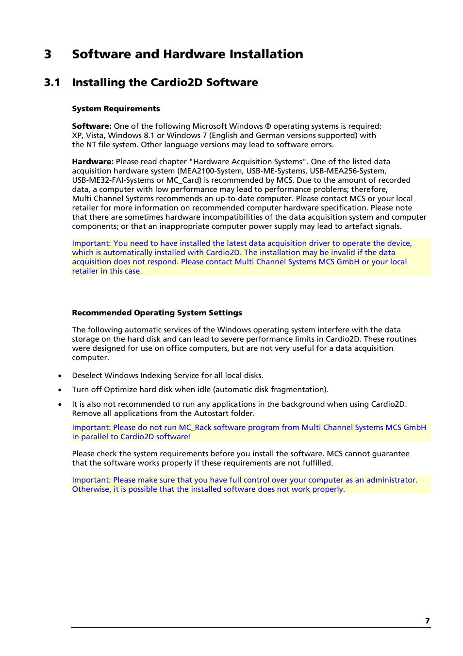 3software and hardware installation, 1 installing the cardio2d software | Multichannel Systems Cardio2D Manual User Manual | Page 11 / 123