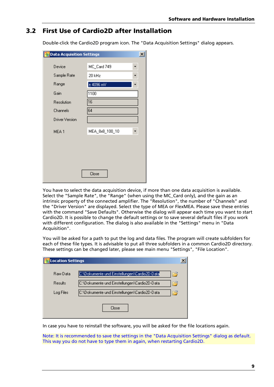 2 first use of cardio2d after installation | Multichannel Systems Cardio2D Manual User Manual | Page 13 / 123