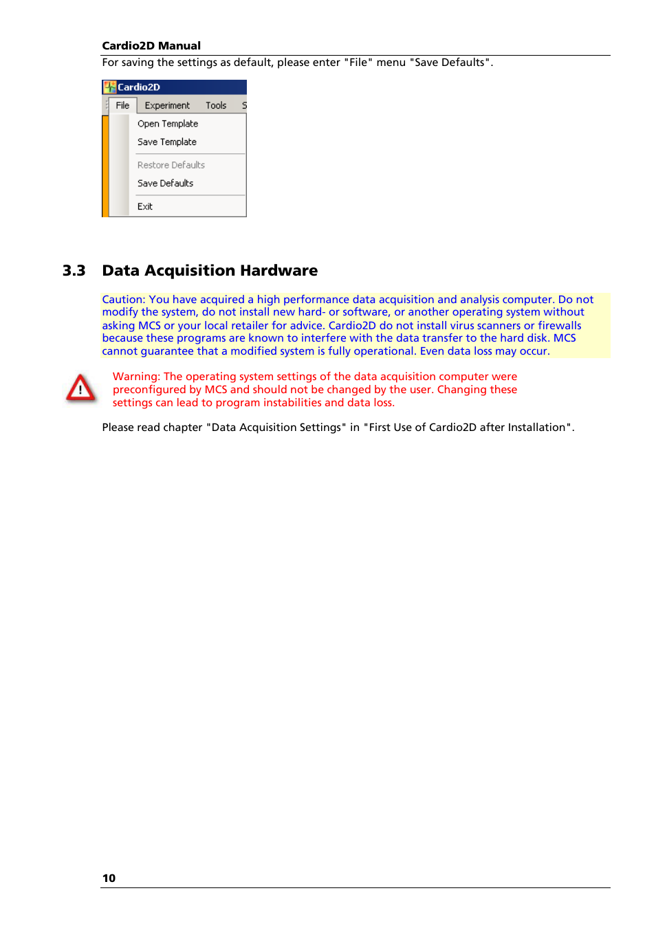 3 data acquisition hardware | Multichannel Systems Cardio2D Manual User Manual | Page 14 / 123