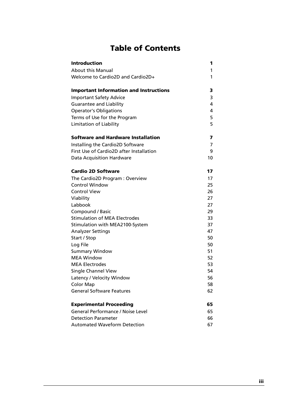 Multichannel Systems Cardio2D Manual User Manual | Page 3 / 123