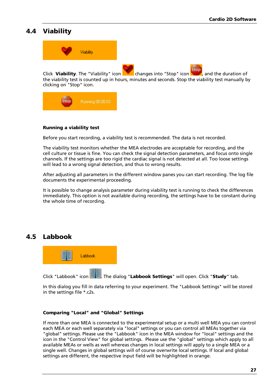 4 viability, 5 labbook | Multichannel Systems Cardio2D Manual User Manual | Page 31 / 123