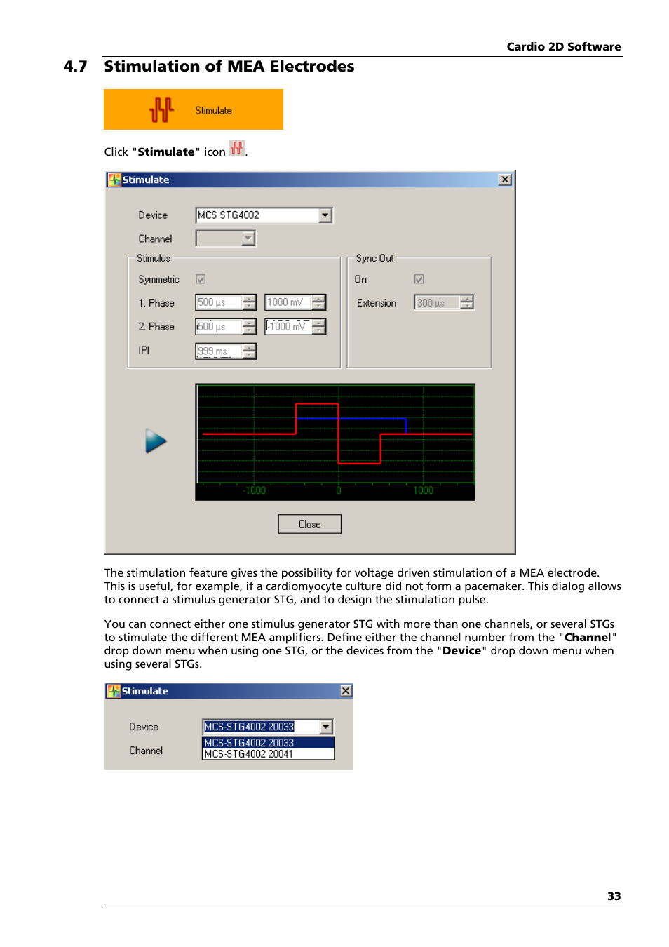 7 stimulation of mea electrodes | Multichannel Systems Cardio2D Manual User Manual | Page 37 / 123