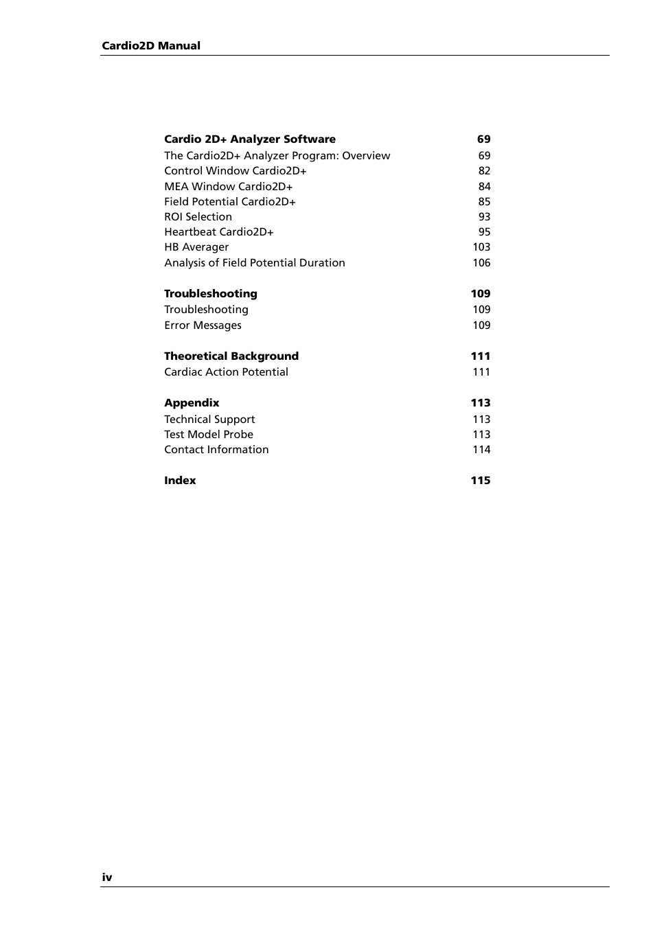 Multichannel Systems Cardio2D Manual User Manual | Page 4 / 123