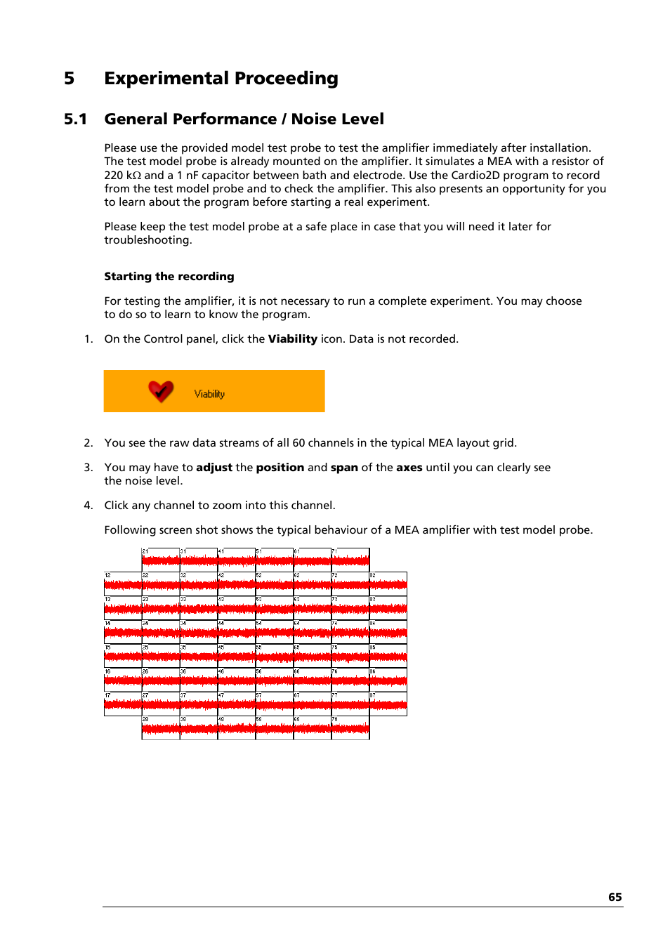 5experimental proceeding, 1 general performance / noise level | Multichannel Systems Cardio2D Manual User Manual | Page 69 / 123