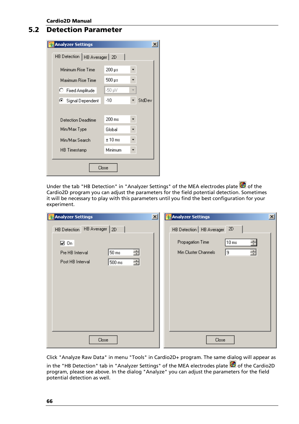 2 detection parameter | Multichannel Systems Cardio2D Manual User Manual | Page 70 / 123