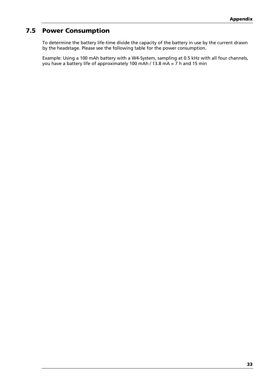 5 power consumption | Multichannel Systems Wireless-System Manual User Manual | Page 48 / 62