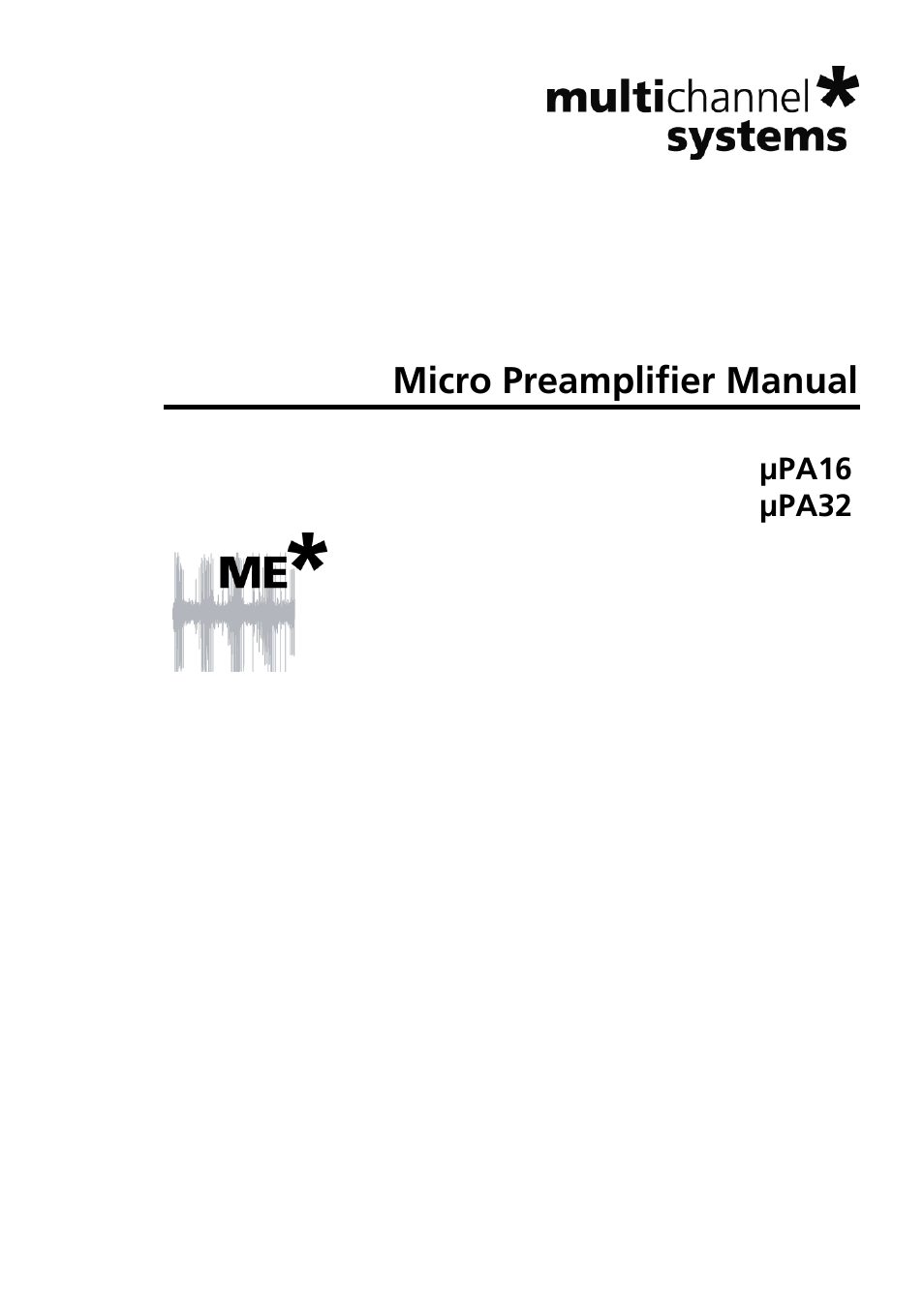 Multichannel Systems µPA16+32 Manual User Manual | 21 pages