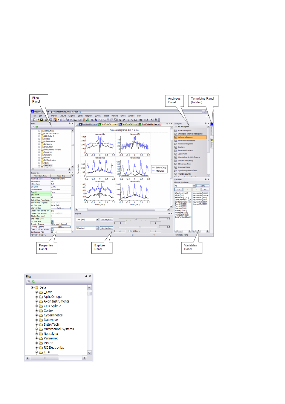 Neuroexplorer screen elements | Multichannel Systems NeuroExplorer User Manual | Page 14 / 373
