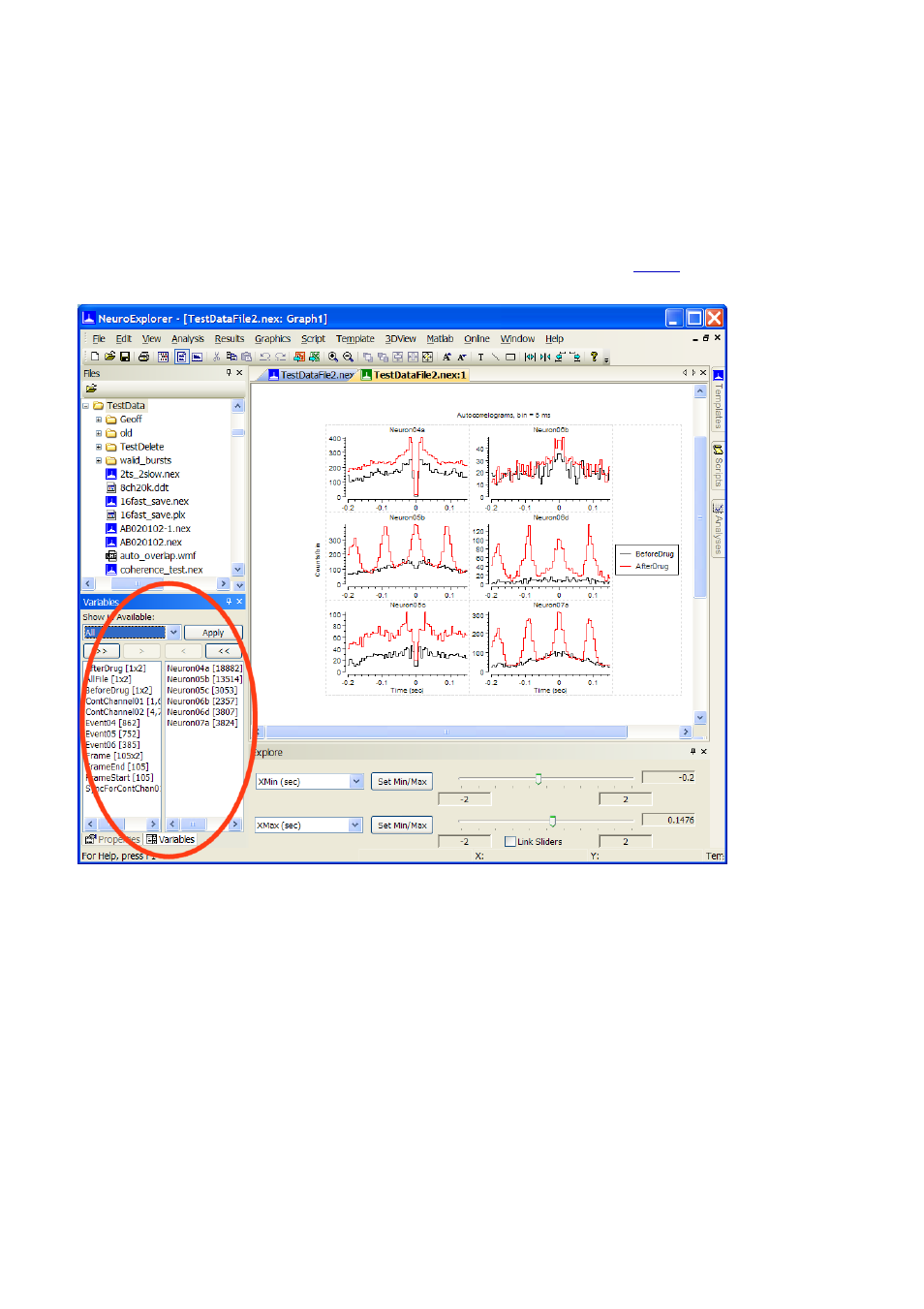 How to select variables for existing window | Multichannel Systems NeuroExplorer User Manual | Page 29 / 373