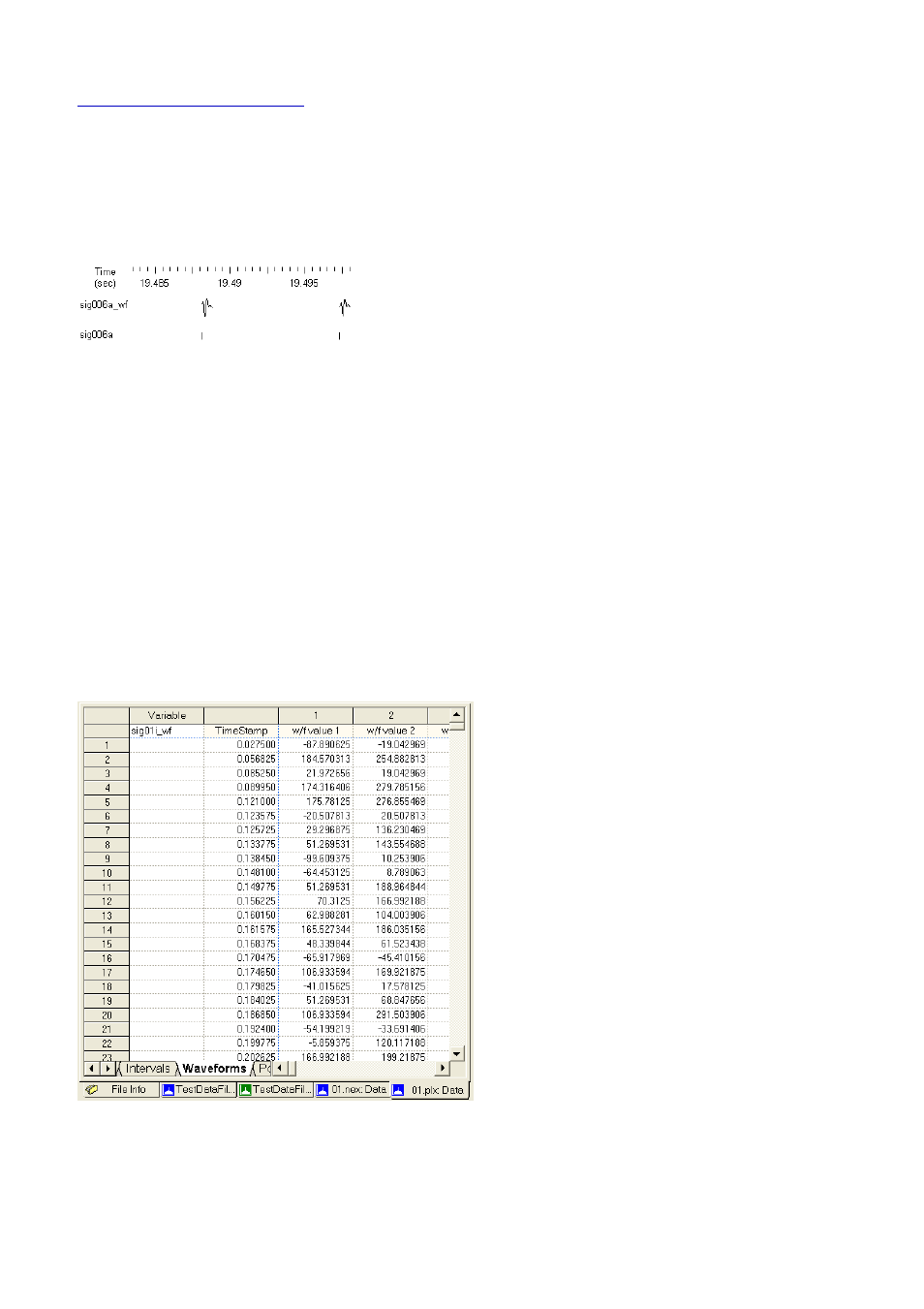 Waveforms, Continuously recorded data | Multichannel Systems NeuroExplorer User Manual | Page 46 / 373