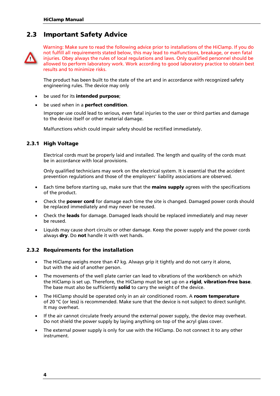 3 important safety advice | Multichannel Systems HiClamp Manual User Manual | Page 10 / 81