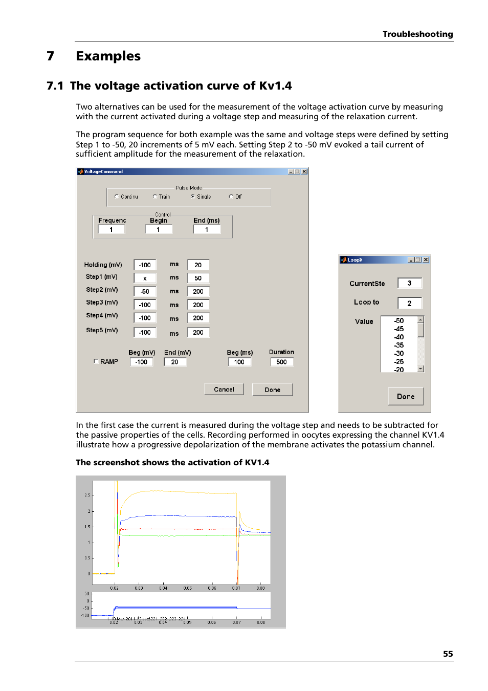 7 examples, 1 the voltage activation curve of kv1.4 | Multichannel Systems HiClamp Manual User Manual | Page 61 / 81