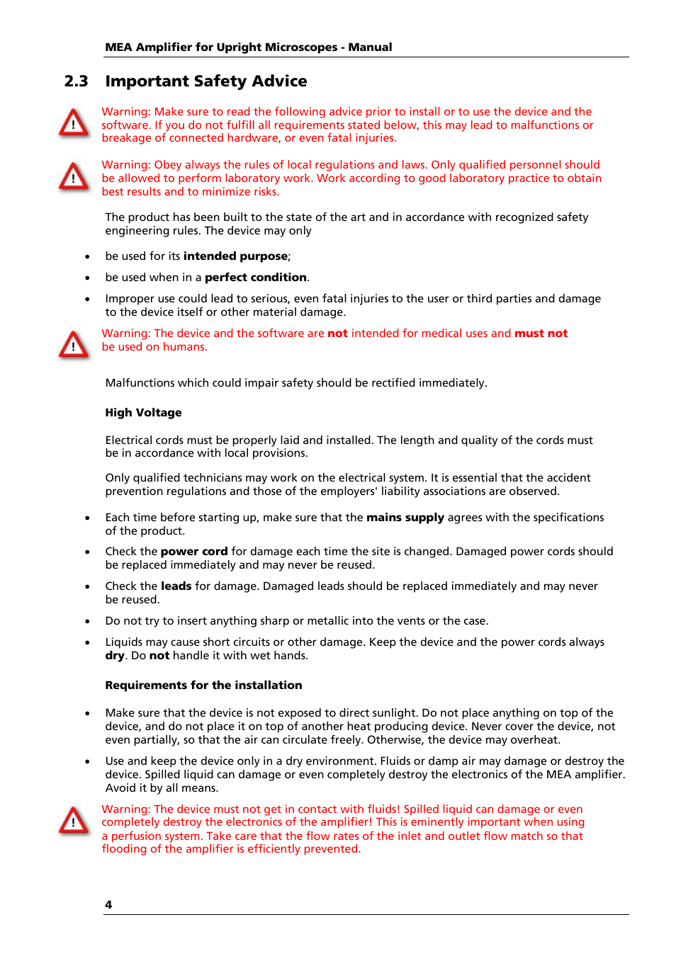 3 important safety advice | Multichannel Systems MEA1060-Up Manual User Manual | Page 8 / 36