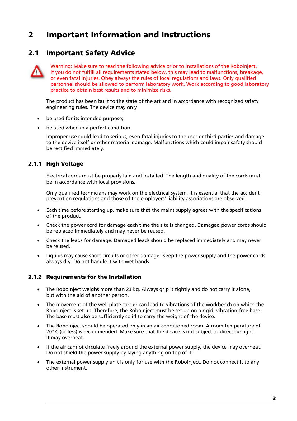 2important information and instructions, 1 important safety advice | Multichannel Systems Roboinject Manual User Manual | Page 7 / 91