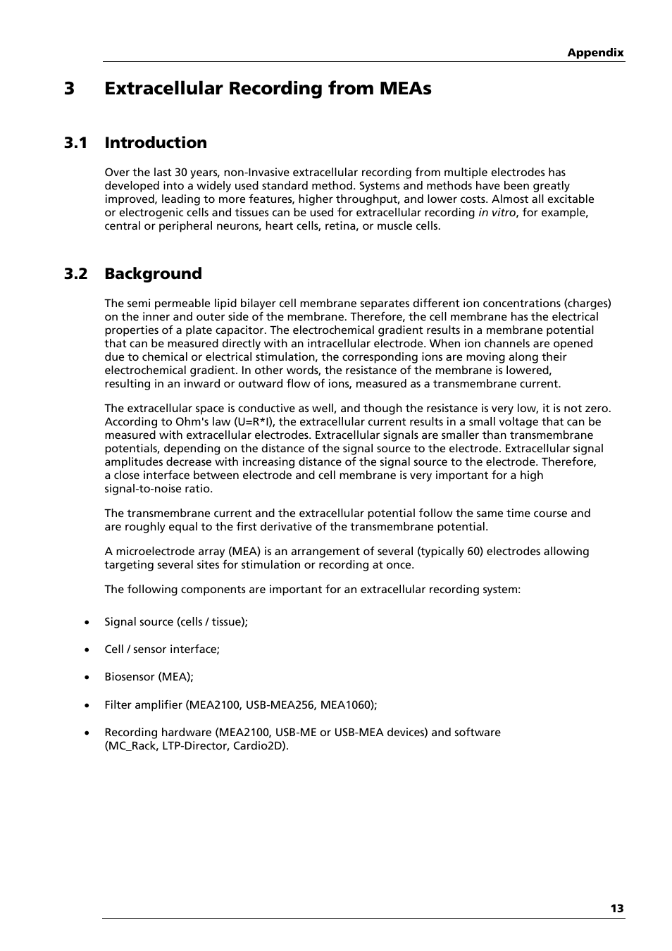 3extracellular recording from meas, 1 introduction, 2 background | Multichannel Systems MEA-System Manual User Manual | Page 13 / 28
