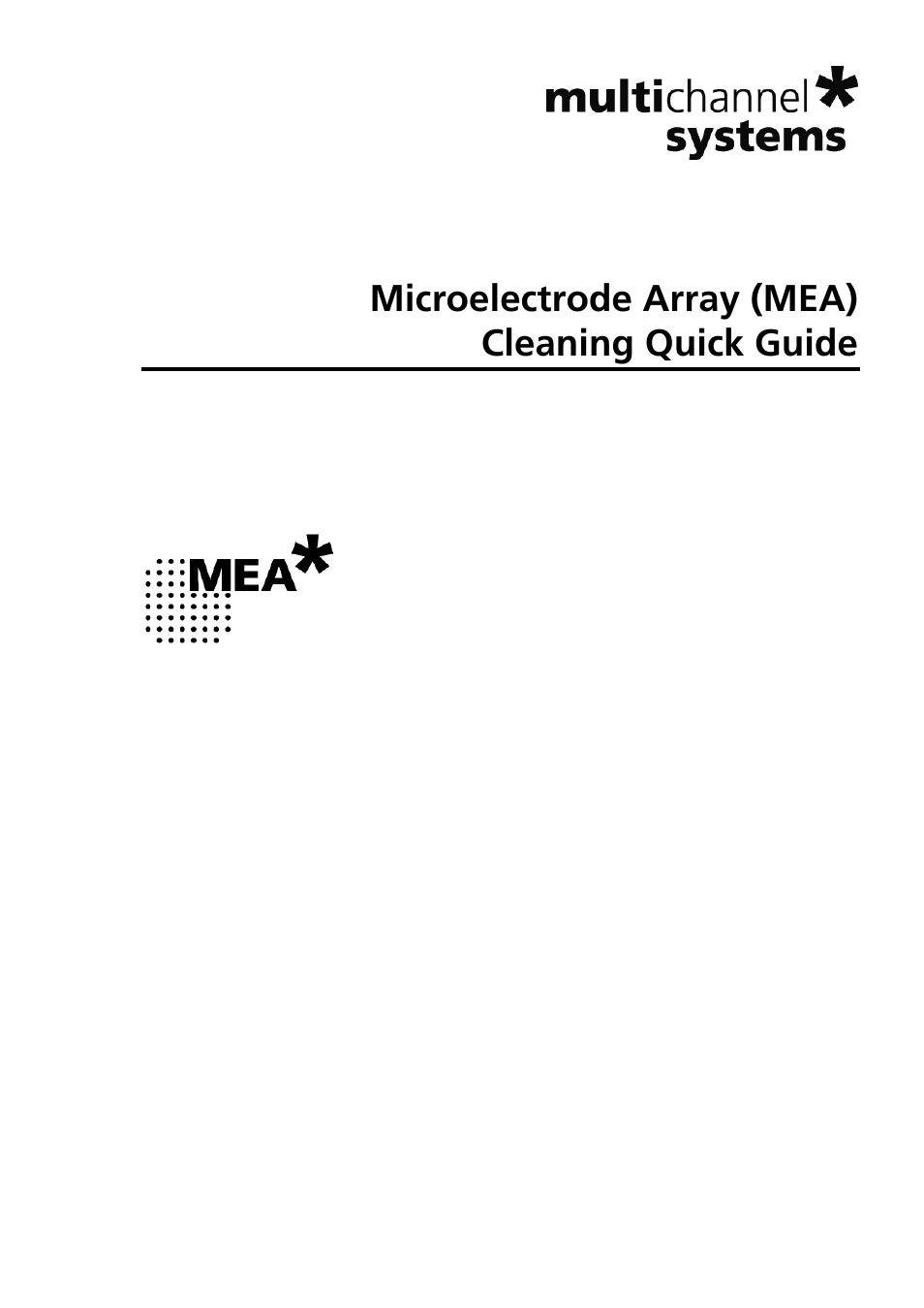 Multichannel Systems MEA Quick Guide User Manual | 2 pages