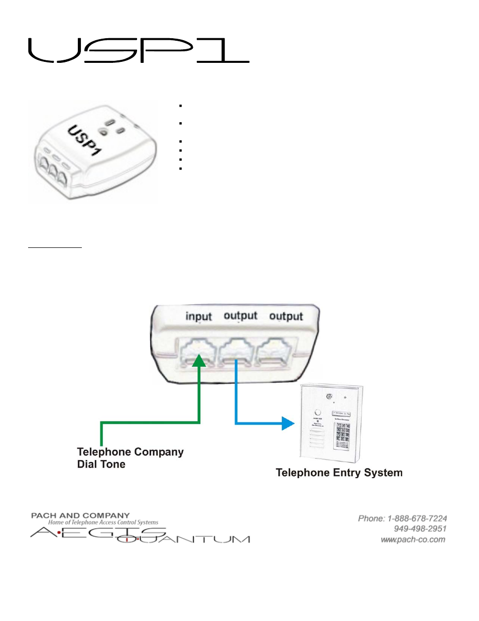 Pach and Company USP1 User Manual | 1 page