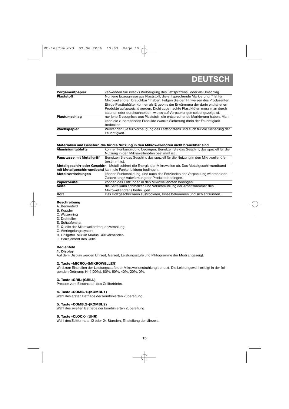 Deutsch | Vitek VT-1687 Lacerta User Manual | Page 15 / 120